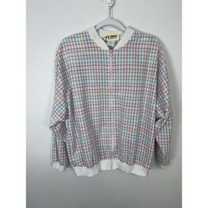 D.K. Gold By Don Kennedy VTG Multicolor Plaid Zip Up Jacket Size XL Lightweight